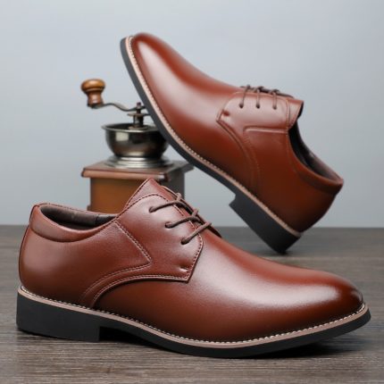 Plus Size Business Formal Wear Black Leather Shoes For Men
